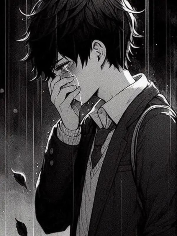 Ảnh anime nam buồn đen trắng đầy tâm trạng