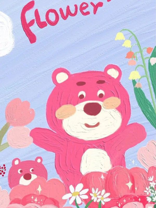 Hình nền gấu dâu cute giúp làm mới giao diện điện thoại