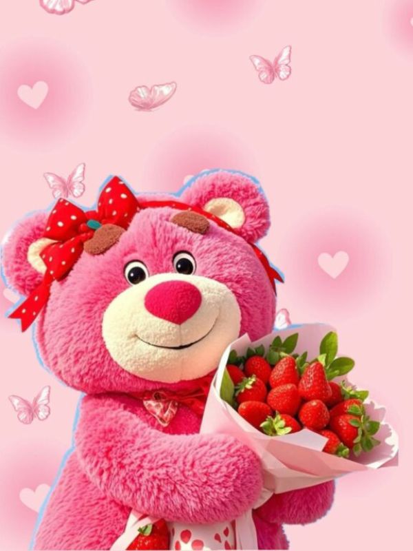 Hình nền gấu dâu cute giúp làm mới giao diện điện thoại