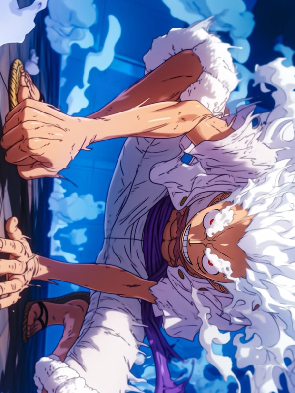 Hình nền Luffy Gear 5 phong cách nghệ thuật