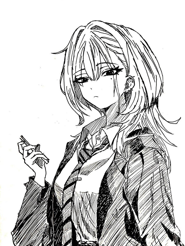 Hình vẽ anime ngầu nữ cá tính