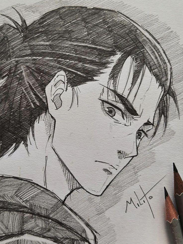 Hình vẽ anime ngầu trắng đen nghệ thuật