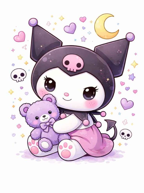 Ảnh Kuromi cute làm hình nền điện thoại