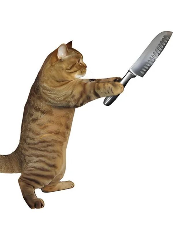 Meme mèo cầm dao cực lầy gây sốt cộng động mạng
