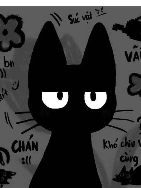 Ảnh mèo đen Heinz anime vô cùng dễ thương và sinh động