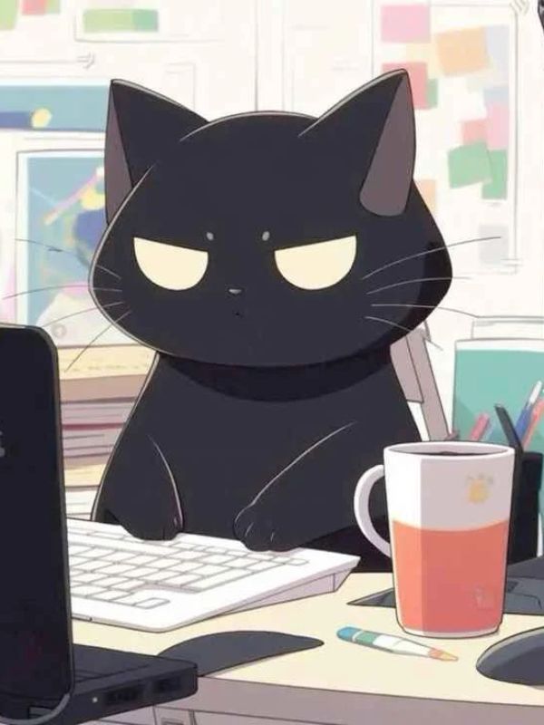 Ảnh mèo đen Heinz anime vô cùng dễ thương và sinh động