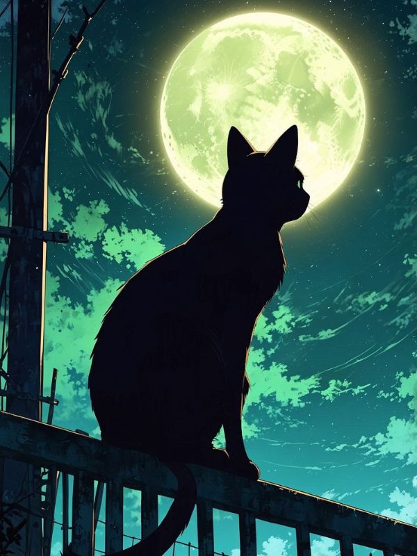 Ảnh mèo đen Heinz anime vô cùng dễ thương và sinh động