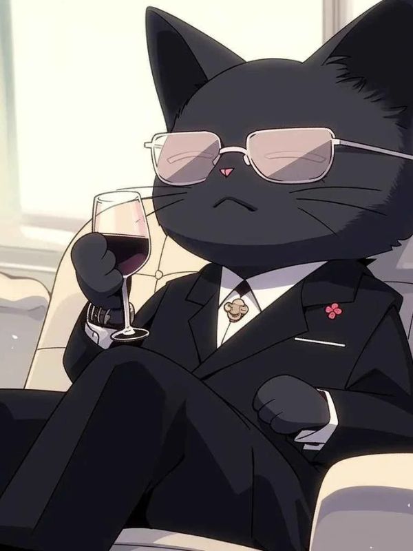 Ảnh mèo đen Heinz anime vô cùng dễ thương và sinh động