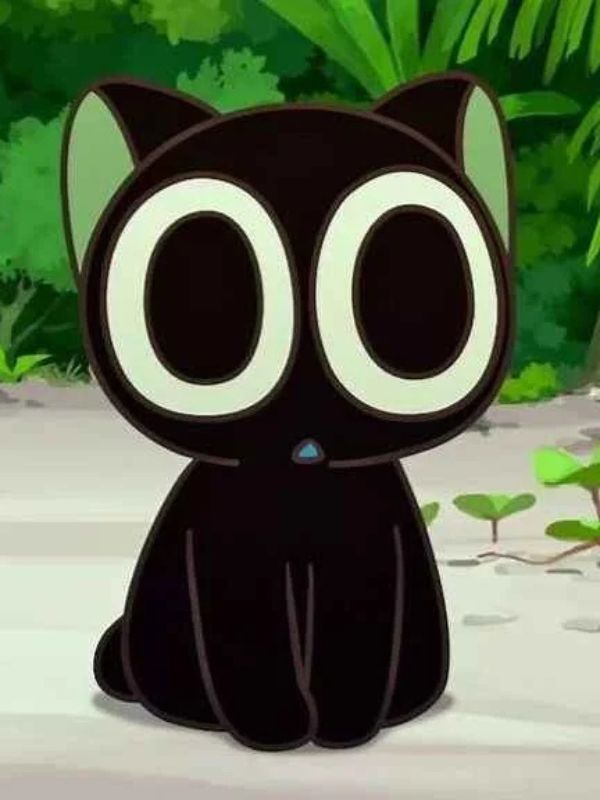 Ảnh mèo đen Heinz anime vô cùng dễ thương và sinh động