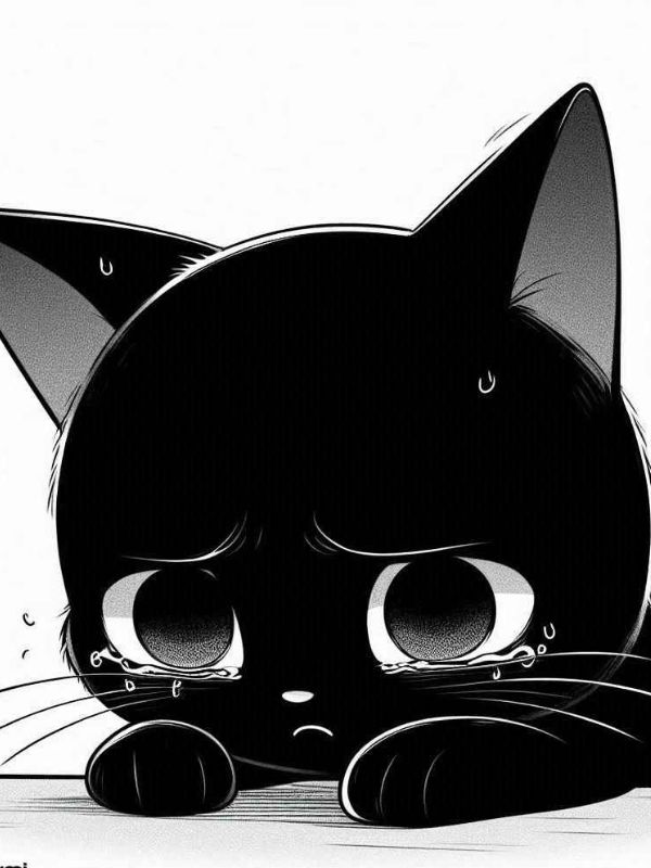 Ảnh mèo đen Heinz anime vô cùng dễ thương và sinh động