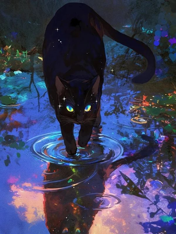Ảnh mèo đen Heinz anime vô cùng dễ thương và sinh động