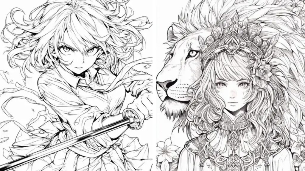 Tranh tô màu anime girl ngầu đẹp, dễ tô cho mọi lứa tuổi