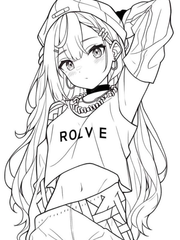 Tranh tô màu anime girl ngầu đẹp, dễ tô cho mọi lứa tuổi
