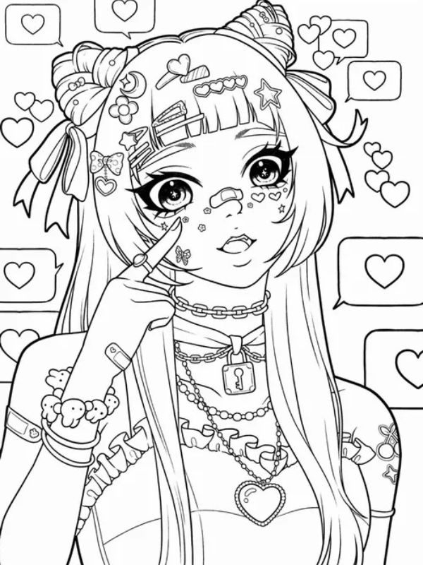 Tranh tô màu anime girl ngầu đẹp, dễ tô cho mọi lứa tuổi