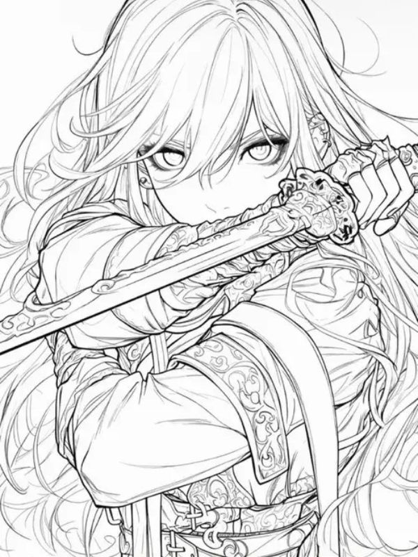 Tranh tô màu anime girl ngầu đẹp, dễ tô cho mọi lứa tuổi