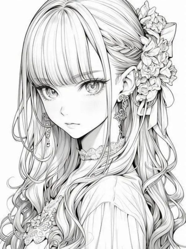 Tranh tô màu anime girl ngầu đẹp, dễ tô cho mọi lứa tuổi