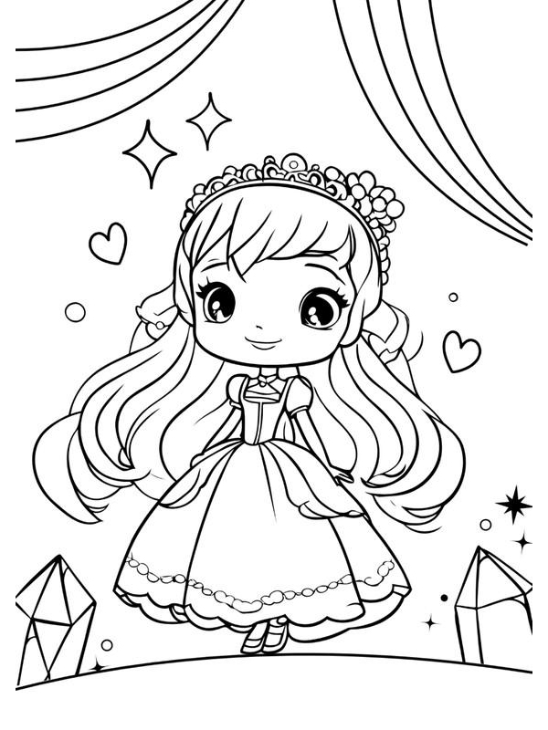 Tranh tô màu công chúa anime ngầu chibi dễ thương