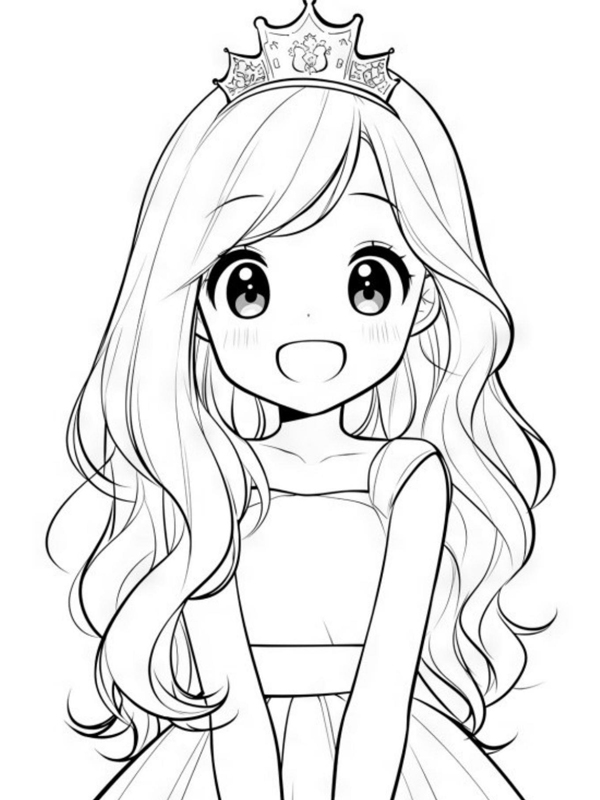 Tranh tô màu công chúa anime ngầu sáng tạo cho bé