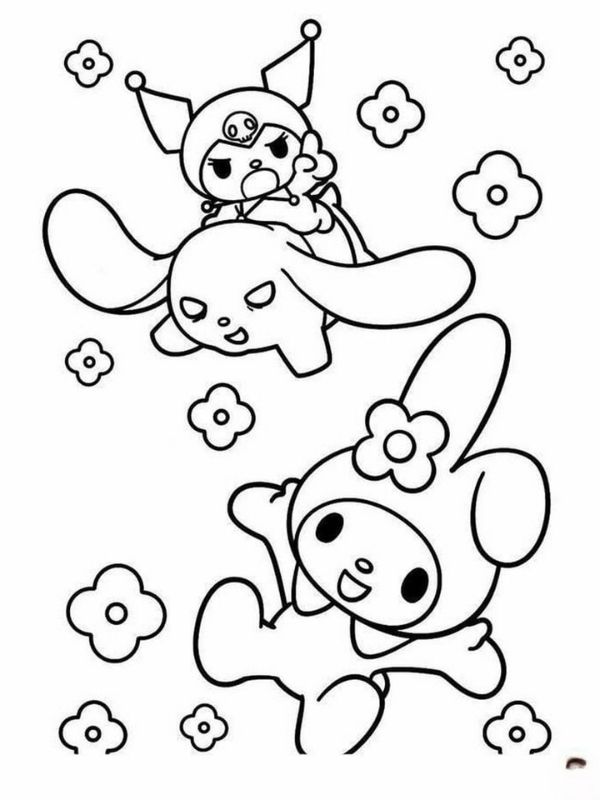 Tranh tô màu Kuromi dễ thương cho bé thỏa sức sáng tạo