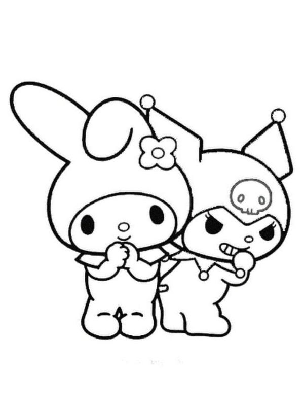 Tranh tô màu Kuromi dễ thương cho bé thỏa sức sáng tạo