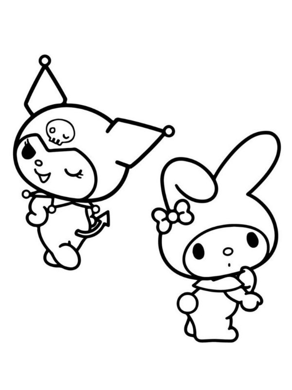 Tranh tô màu Kuromi dễ thương cho bé thỏa sức sáng tạo