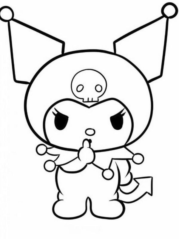 Tranh tô màu Kuromi dễ thương cho bé thỏa sức sáng tạo