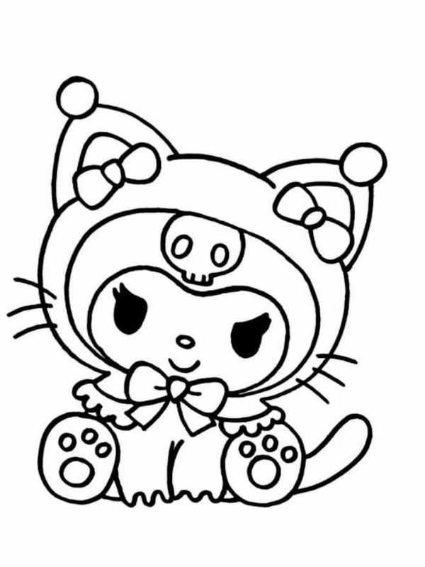 Tranh tô màu Kuromi dễ thương cho bé thỏa sức sáng tạo