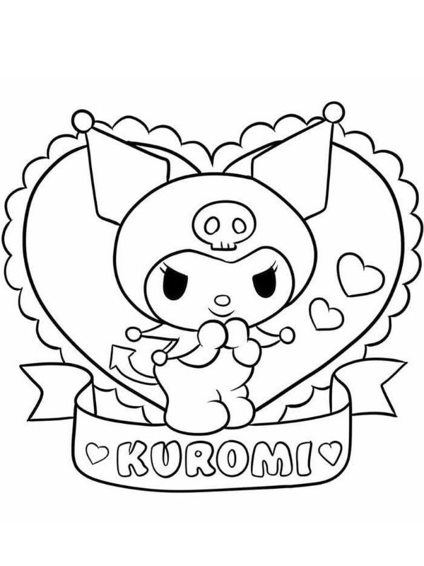 Tranh tô màu Kuromi dễ thương cho bé thỏa sức sáng tạo